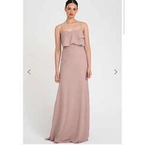 Jenny Yoo V Neck Flutter Spaghetti Strap Bridesmaid Gown
